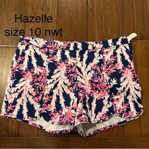 Lilly Pulitzer Pink White and Navy Coral-Print Hazelle Shorts